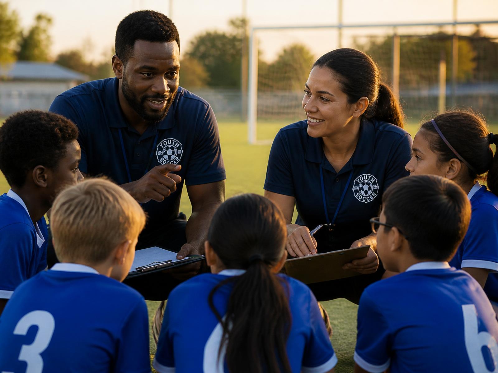 Coach mentoring young players